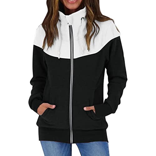 Hoodie décontracté sweat ample femme avec poches et fermeture éclair