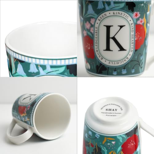 Image of Shay Alphabet Mug 300ml, Letter K Printed Coffee Mug for Girls, Boys, Friends | Ceramic Mug |Glossy Finish | Ceramic Coffee Cup | Porcelain | Microwave Safe (Alphabet Mug - K)