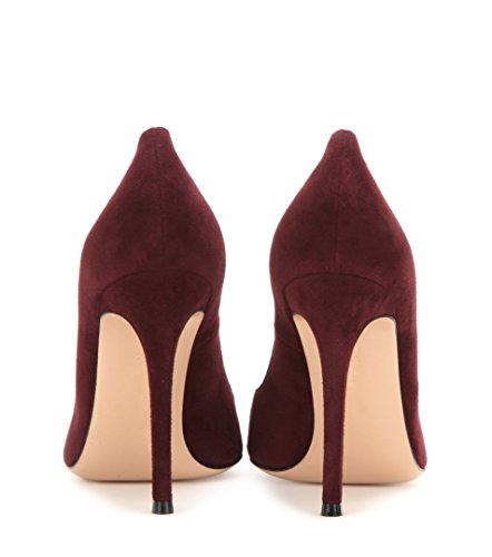 Sammitop Women's Closed Toe High Heel Pumps Elegant Formal Office Shoes Burgundy US5 - Thumbnail 3