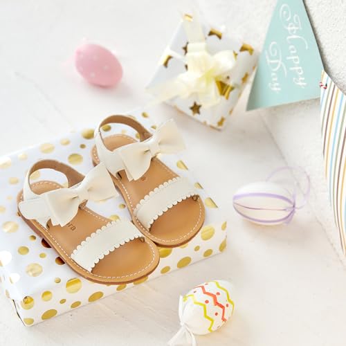 Image of Felix & Flora Toddler Girl Sandals - Little Girl Easter Dress Shoes Lightweight Open Toe Beach Holiday Flats