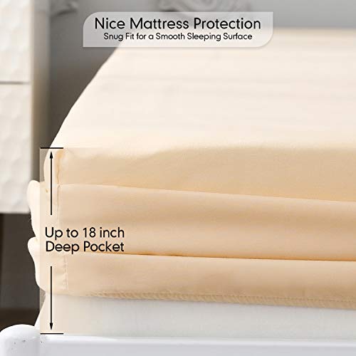 Johnpey Queen Sheets Set - 18" Deep Pocket 4 Piece Queen Size Bed Sheets Set (Fitted Sheet, Flat Sheet, 2 Pillow Cases) #TOP3