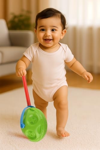 Image of Prime Wheel O Bell Push-&-Pull Baby Walker Toy | Pull Along Wheel Sound Walking Early Age Development Toys for Baby Boys and Girls | Interactive Spinning Wheel & Gentle Bell Sound