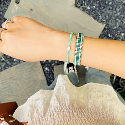 Kanyee Charm Bracelet Natural Beaded Bracelet Handmade Leather Handwoven Wrap Bracelet Cuff Adjustable Friendship Bracelets For Women #TOP1