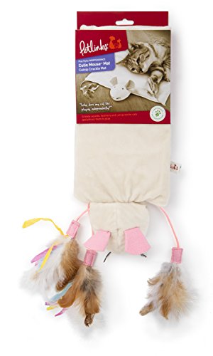 Petlinks, Cutie Mouse Mat, Cat Activity Playmat, Interactive Cat Toy, Soft Durable Plush, With Catnip, Mouse Toy, Crinkle, Feathers and Raffia, multi (49376)