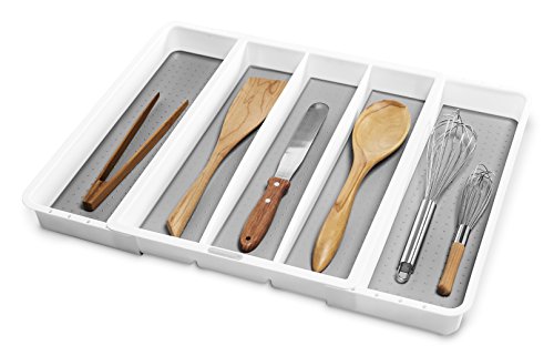madesmart Expandable Utensil Tray-White | Classic Collection | 5-Compartments | Kitchen Organizer | Soft-Grip Lining and Non-Slip Rubber Feet | Easy to Clean | BPA-Free by madesmart - Image 2