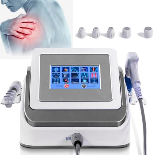 Dispositivo De Terapia De Ondas De Choque ExtracorpóReas ElectromagnéTicas, Dispositivo De Terapia PortáTil Con 5 Cabezales De Masaje, Dispositivo De Terapia De Ondas De Choque Para Aliviar,Grey