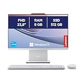 Lenovo IdeaCentre Computer desktop All-In-One, Display 24" FHD, Intel Core i3-1315UH, 512GB SSD, RAM 8GB, Base ricarica smartphone wireless, Speakers, WiFi 6, Windows 11 H, Mouse + Tastiera