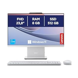 Lenovo IdeaCentre Computer desktop All-In-One, Display 24" FHD, Intel Core i3-1315UH, 512GB SSD, RAM 8GB, Base ricarica smartphone wireless, Speakers, WiFi 6, Windows 11 H, Mouse + Tastiera