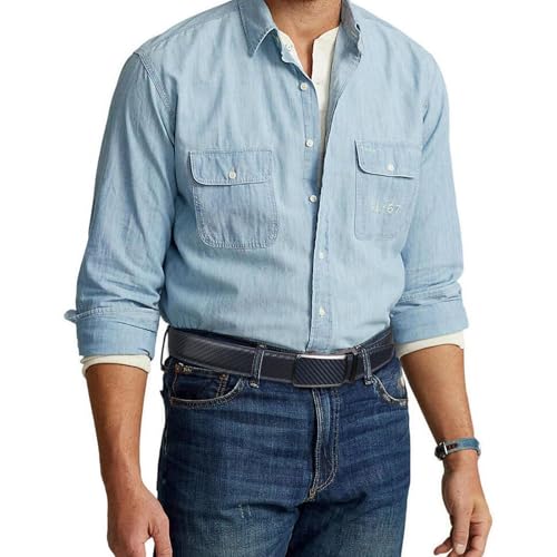 Image of Drowsmen Leather ratchet belt 1 3 /8 inch with Click Sliding Automatic Buckle, Adjustable belt Trim to Fit