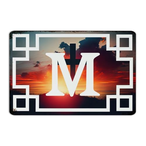 Plaque monogramme M personnalisée en métal et aluminium pour décoration intérieure et terrasse