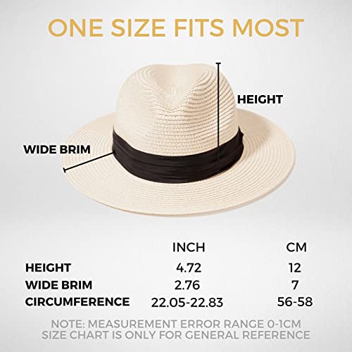 Accsa Panama Straw Hat For Women Wide Brim Summer Straw Hat Classic Sun Hat For Beach Ladies Foldable Fedora Hat Upf 50+ thumb #5