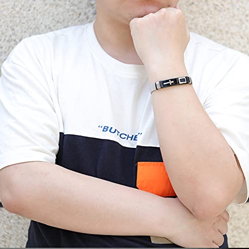 𝟮𝟬𝟮𝟯 𝐔𝐩𝐠𝐫𝐚𝐝𝐞𝐝 Mens Bracelet,Black Bracelets For Men,Stylish Adjustable Cross Stainless Steel Mesh Chain Wrist Band Men's Jewelry Braclets For Man,Male Coworkers String Gift Ideas Cool Braclets Hip Hop Boys Gifts #TOP2