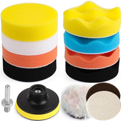 Image of DIY Crafts With 1x Desnsity Felt Pads, 1 inchinch Kit, 12 Pcs Polishing Buffing Pad Kit Polisher Multi Drill Adapter Car Polish Sponge Wheel Kit Car Was(With 1x Desnsity Felt Pads, 1 inchinch Kit)