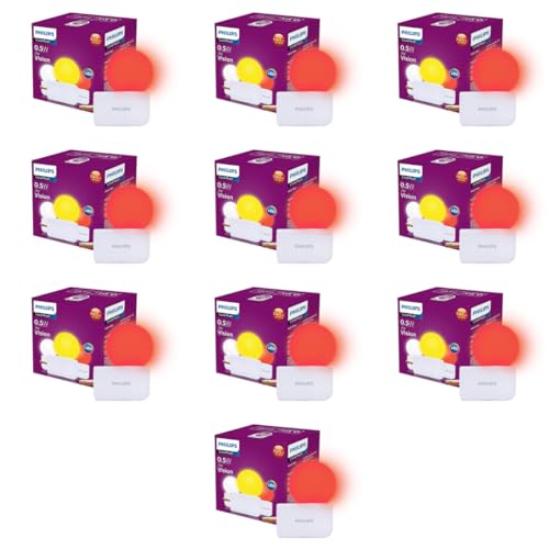 Image of Philips Joy Vision Coral Rush 0.5W LED Night Lamp | Soft White Glow | Energy Efficient | Plug-in Prong Design | Ideal for Bedroom, Kids Room & Hallway (Red, Pack of 10)