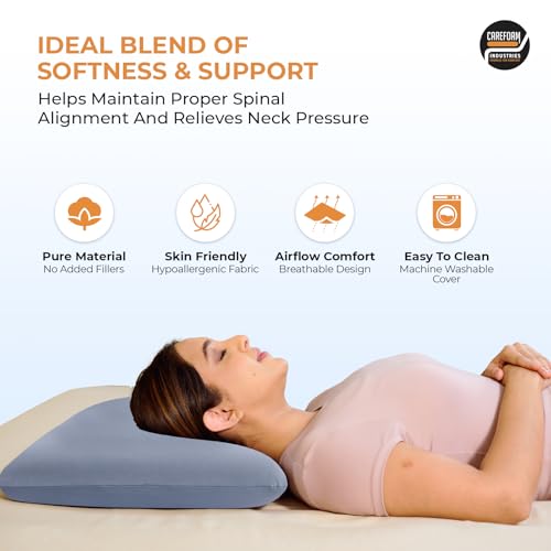 Image of CareFoam Cooling Memory Foam Pillow - Feels Cool on Touch | Nylon Spandex Cold Fabric Cover | Orthopedic Cervical Neck Pain Relief Pillow for Back, Side & Stomach Sleepers