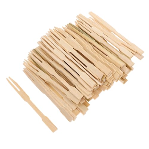 DONFAMDS 250個 入りバンブーフルーツフォーク 軽量で丈夫な竹製ミニフォーク 多用途デザート 前菜用パーティーピック 家や宴会用使い捨てア