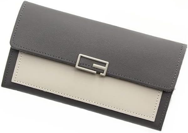 GenericWomen's Multi-Color PU Leather Slim Tri - Folded Long Wallet for Coin/Card, Id Cases. Money Holder Organizer (Black)