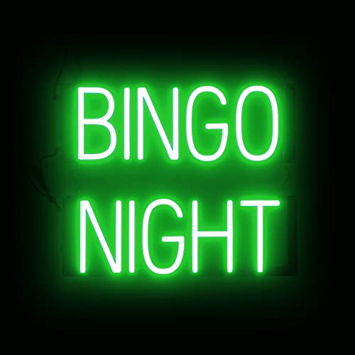 Image of SpellBrite LED Neon BINGO NIGHT Sign for Business - Green, 18 inch x 15 inch | Ultra-Bright Click-Together Signage for Bars & Restaurants, with Visibility from 500 ft - 8 Animations, 6 Brightness Levels