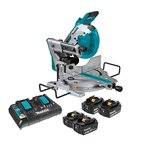 Makita XSL06PT 18V X2 LXT Lithium-Ion (36V) Brushless Cordless 10´´ Dual-Bevel Sliding Compound Miter Saw with Laser Kit (5.0Ah) and Extra BL1850B-2 18V LXT Lithium-Ion 5.0Ah Battery, 2/pk