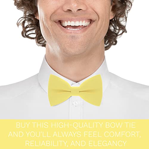 Bow Tie House Men's Classic Pre-Tied Bow Tie Formal Solid Tuxedo (Large, Lemon)