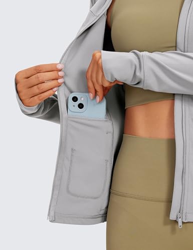 Image of CRZ YOGA Butterluxe Hoodie Jackets Hip Length | Extremely Soft, Athletic, Slim Fit, Full Zip, Back Mesh Vent, Side Zip Pockets, Thumb Holes, for Women
