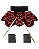 COSSAIN Electronic Drum Set，Portable 9-Pad Electronic Drum Pad Kit for Beginner， Roll Up Electric Drum Pad with Dual Power Options，Gift for Beginner and kids