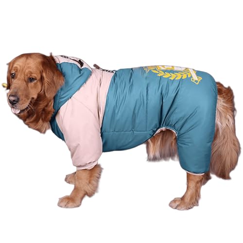 IUOUTG 大型犬用のフルボディ冬の犬の温かいコート、風に覆われた4本の足の犬のスノースーツ、屋外の寒い天気の雪のプルーフジャケットパーカー中および大型品種のためのフーディ