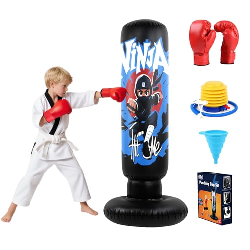 Punching Bag for Kids - Inflatable Boxing Bag, Holidays, Birthday Gifts, Kick Bag Equipment for Practice Karate, Taekwondo Kids Punching Bag Birthday Gifts for 36 Months+