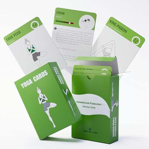 Yoga Exercise Cards-Yoga Poses Poster Workout Cards for Women, Yoga Stuff Set of 70 Flash Cards for Home & Gym