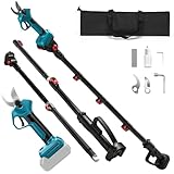 Akku Astschere kompatibel mit Makita 18V Akku,Mit Teleskop Stange 45mm,Bürstenloser Motor,LCD-Digitalanzeige, zum Beschneiden von Bäumen und Obstbäumen（ohne Akku)