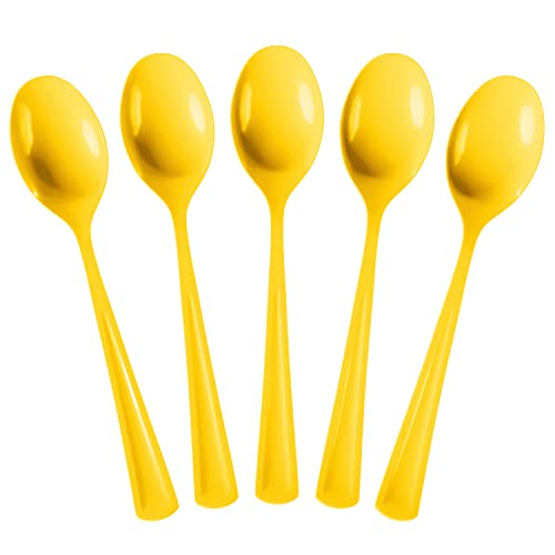 Yellow Plastic Spoons 50 Pcs Yellow Spoons Disposable Utensils He...