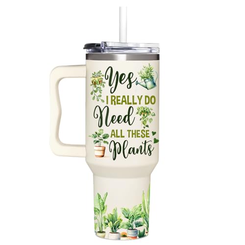 AT2Z GLOBAL Gardening Gifts For Women - Gifts For Gardeners Woman - Christmas, Birthday, Mothers Day Gift For Gardeners, Plant Lady Gift - 40Oz Tumbler With Handle & Straw
