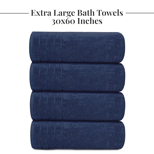 Tens Towels Pack of 4 Extra Large Bath Towels 30 x 60 Inches, 100% Cotton, Larger & Lighter Weight, Quicker to Dry, Super Soft and Absorbent, Perfect for Bathroom, Navy by Tens Towels - Image 5