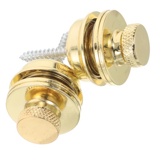HEMOTON 2Pcs Heavy Duty Metal Guitar Strap Buttons Locks Golden Locking System for Electric Acoustic Guitars Secure Bass Strap Accessories for Enhanced Performance