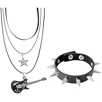 DUINIU Collar Punk De Guitarra De 3 Piezas Y 1 Pulsera, Collar