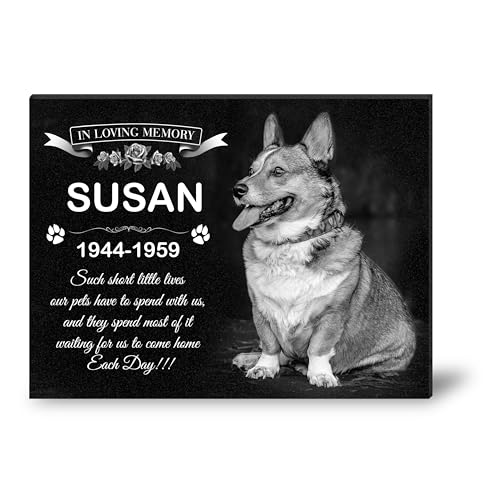 Image of ADFSTONE Personalized Pet Memorial Stones, 20x16 Picture Grave Markers for Dogs & Cats, Outdoor Bereavement Sympathy Gifts, Animal Tombstones