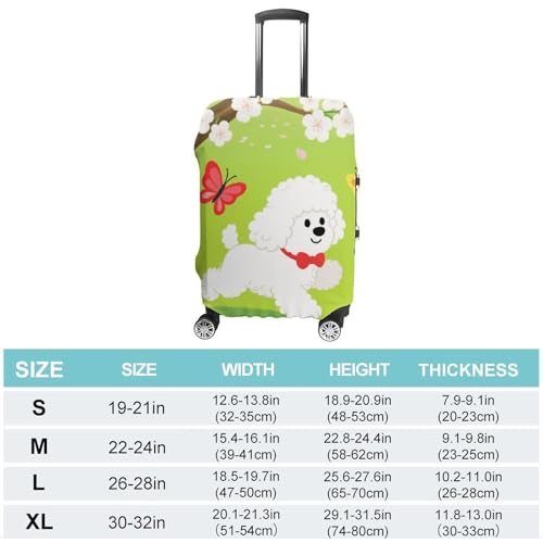 Spring Dog Butterfly Elastic Luggage Cover Suitcase Protector for 19-32 Inch Suitcases | Universal Stretchable Travel Bag Cover | Anti-Scratch, Washable with Zipper Closure L2