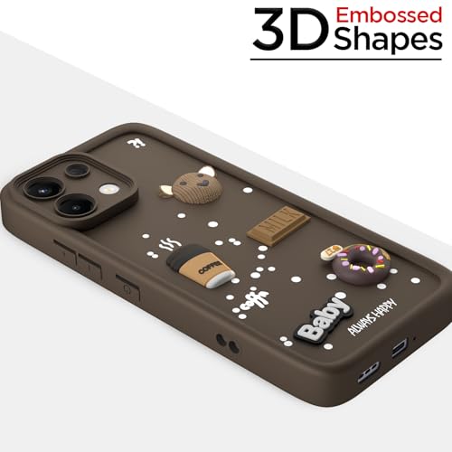 Image of Pikkme Back Cover for Oppo K13 5G | 3D Bear Silicone Cute & Fun Coffee Cartoon | Full Body Protection Bumper Case (Brown)