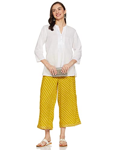 Image of Rangriti Lime Green Viscose Rayon Palazzo for Women