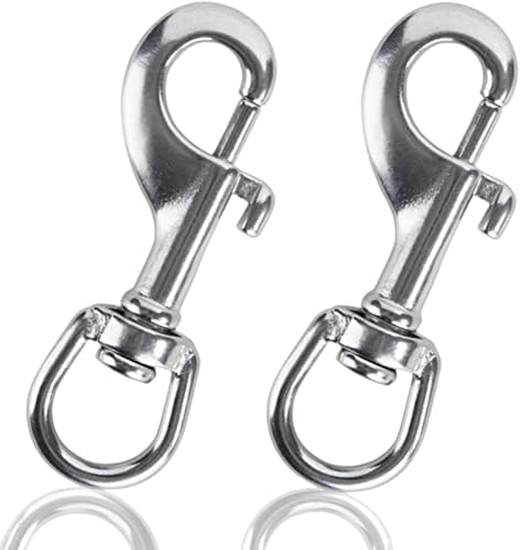 Faneta 316 Stainless Steel Flag Pole Swivel Round Eye Bolt Snap Hook Marine Grade Single Ended Flagpole Snap Clips Attachment Hardware to Attach Flag to Flagpole with Rope (Set of 2) (3-1/2 inch)