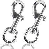 Faneta Stainless Steel 316 Swivel Eye Snap Hook, Marine Grade Scuba Diving Bolt Snap, Single-Ended Flag Pole Clips for Flag Ropes, Dog Leashes, and Camera Straps (Set of 2) (3-1/8 inch)