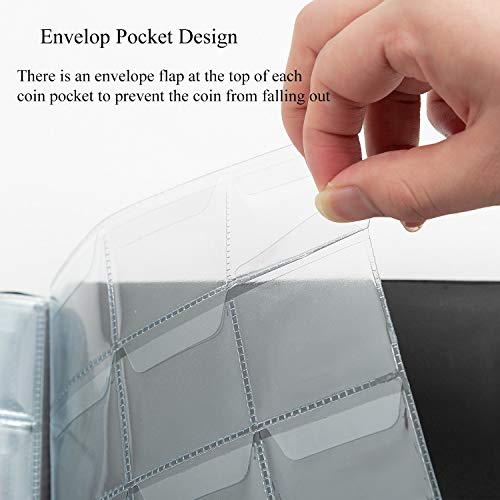 Eage Coin Collection Holder Album For Collectors, 150 Pockets 1.77 X 1.77 Inch Coin Albums Penny Collecting Book For Coin Storage(Black) #TOP2