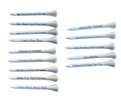 Golf Tees Etc Bamboo Funny Golf Tees For Men And Women With Slogans | Golf Stuff For Men And Women | Funny Golf Gifts For Men Golfers | Professional Mens Golf Accessories Gifts | 100 Pack (3 1/4')