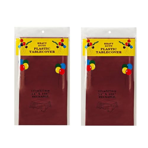 Atoplutly 2 Pack Christmas Plastic Tablecloths Disposable Plastic Table Covers Cloths BBQ Picnic Birthday Wedding Oil-Proof Waterproof Table Cloth Light Weight Thin Wine Cover 54 x 108 in