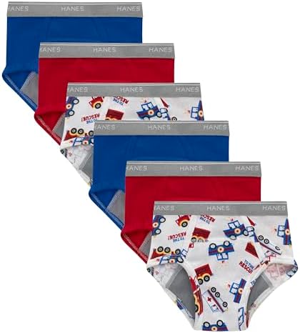 Hanes Boys' Potty Training Underwear, Light Leaks Toddler Cotton Briefs and Boxer Briefs, Multi-pack