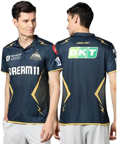 playR Men's Geometric Regular Fit Gujarat Titans Official Replica Jersey IPL 2025 Adult Half Sleeve