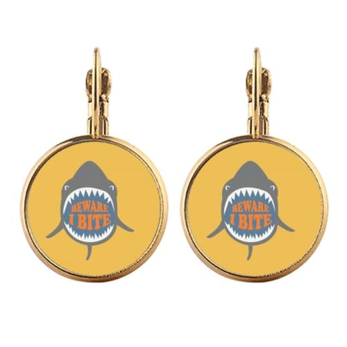 Boucles d'oreilles requin dorées à clipser pendantes fantaisie sans piercing