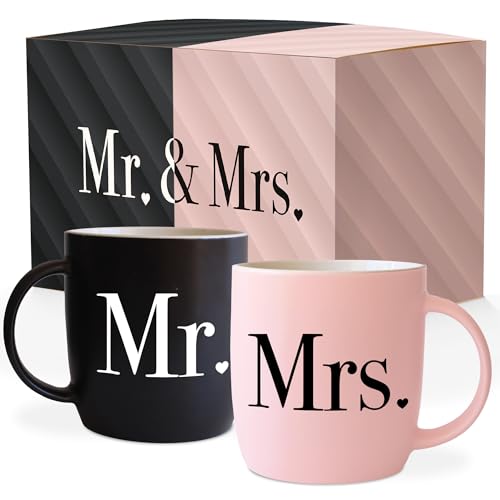 Triple-Gifffted-Mr-and-Mrs-Coffee-Mugs-Couples-Gifts-Ideas-for-Wedding-Anniversary-Engagement-Valentines-Christmas-His-Hers-Present-Husband-Wife-Him-Her-Men-Women-Bride-Groom-Newlyweds-Ceramic-13Oz Triple Gifffted Mr and Mrs Coffee Mugs Couples Gifts Ideas for Wedding Anniversary Engagement Valentines Christmas His Hers Present Husband Wife Him Her Men Women Bride Groom Newlyweds Ceramic 13Oz