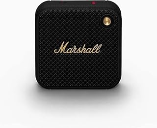 مكبر صوت ويلين 2 بلوتوث لاسلكي يعمل لمدة 15 ساعة مع هيكل مقاوم للماء بتصنيف IP67 ومزود بتقنية الشحن السريع من مارشال - أسود ونحاسي