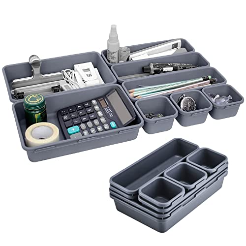 Organizador de cajones de 16 piezas, compartimentos separados, sistema de organización de cajones, caja de almacenamiento 3 tamaños para maquillaje, bandejas para bolígrafos, escritorio, baño, oficina Cover